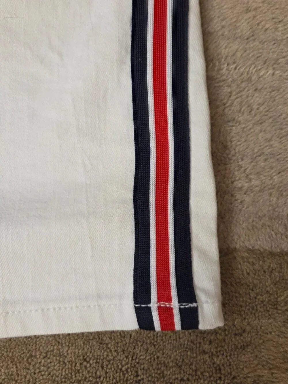 Ev1 sz 6-8 White Alex Laxed Vintage Denim Jean Skirt Stretch Cotton Blend Stripe